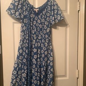 Rebecca Taylor Blue and White Flutter Sleeve Sundress